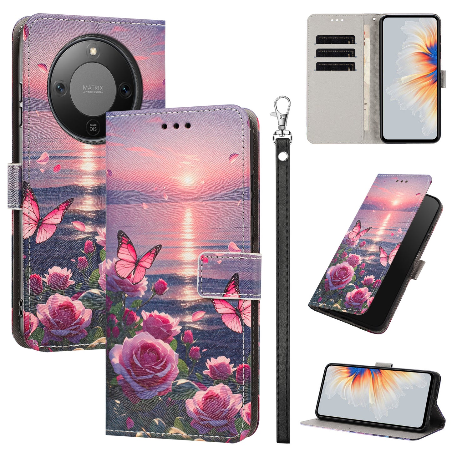 For Honor X9d 5G / Honor Magic8 Lite 5G / Honor X70 5G Case Pattern Printing PU Leather Flip Wallet Phone Cover with Wrist Strap