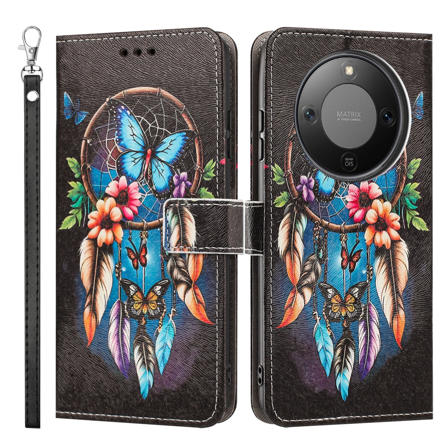 For Honor X9d 5G / Honor Magic8 Lite 5G / Honor X70 5G Case Pattern Printing PU Leather Flip Wallet Phone Cover with Wrist Strap