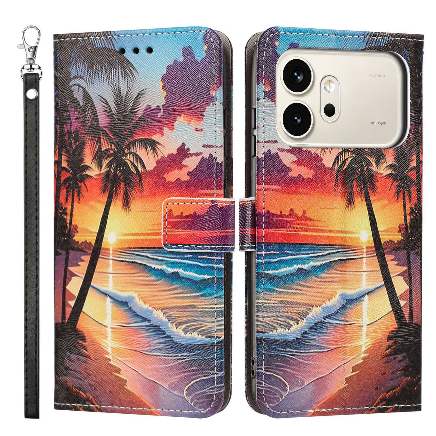 For Honor 600 Pro 5G / Honor 600 5G Case Pattern Printing PU Leather Flip Wallet Phone Cover with Wrist Strap