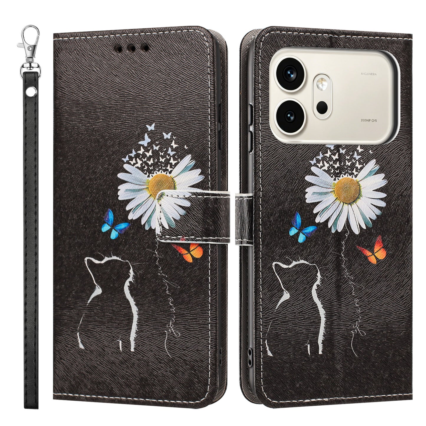 For Honor 600 Pro 5G / Honor 600 5G Case Pattern Printing PU Leather Flip Wallet Phone Cover with Wrist Strap