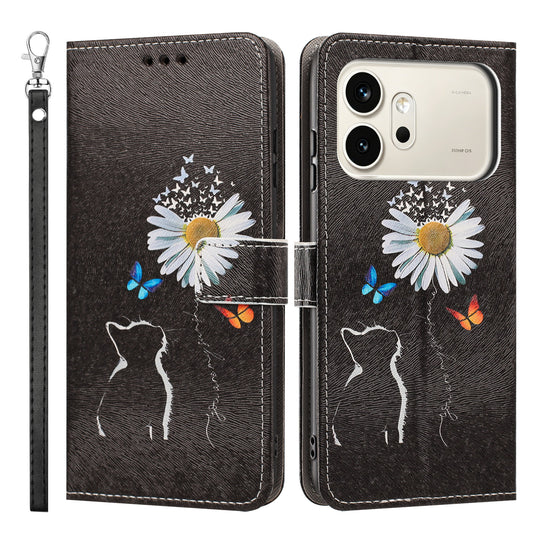 Honor 600 5G / Honor 600 Pro 5G Wallet-Handyhülle – mit Musterdruck, PU-Leder, Flip-- mit Handschlaufe
