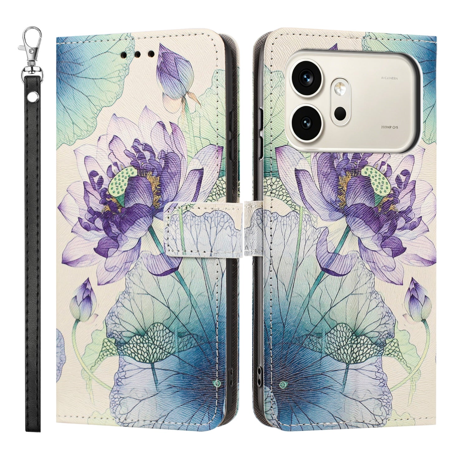 For Honor 600 Pro 5G / Honor 600 5G Case Pattern Printing PU Leather Flip Wallet Phone Cover with Wrist Strap