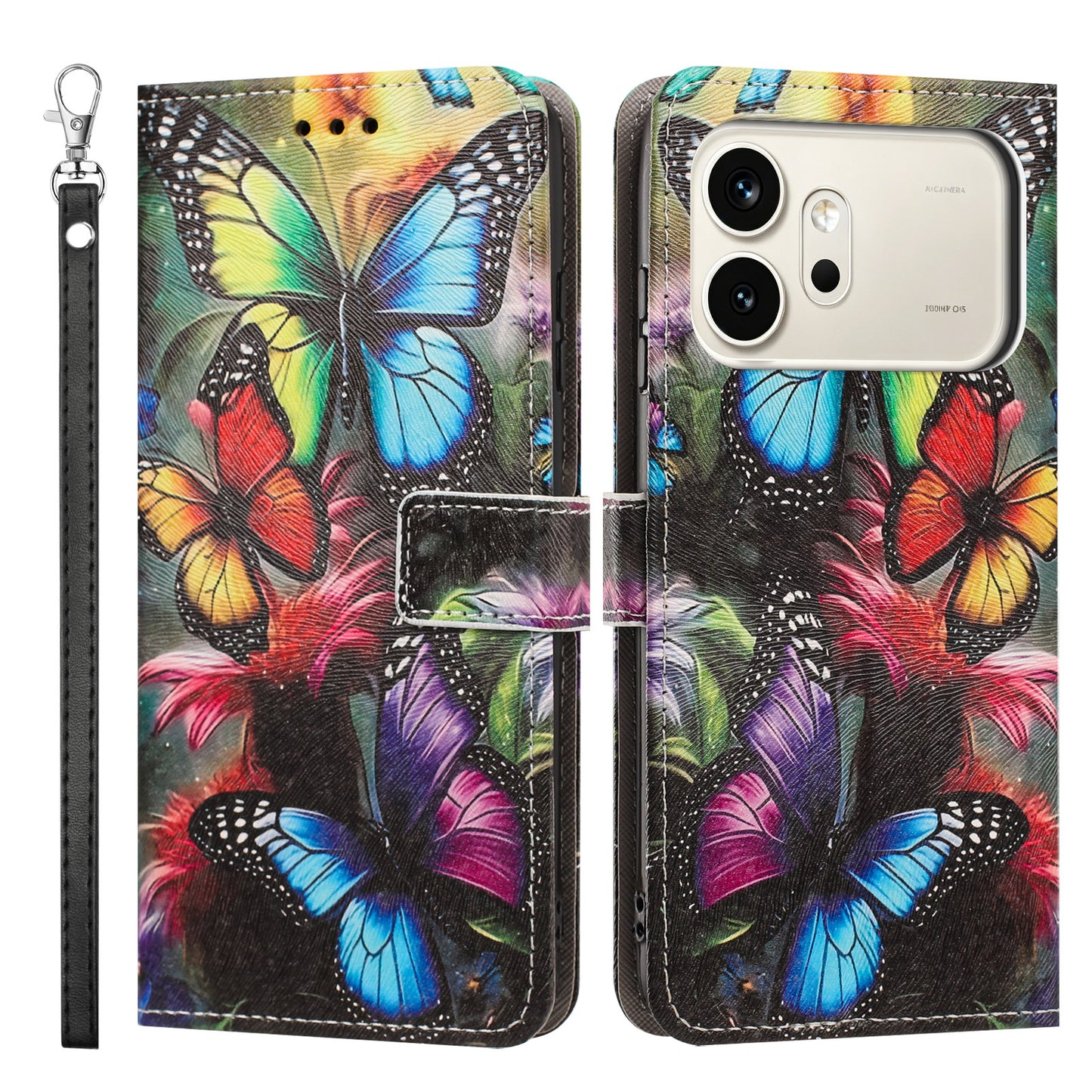 For Honor 600 Pro 5G / Honor 600 5G Case Pattern Printing PU Leather Flip Wallet Phone Cover with Wrist Strap