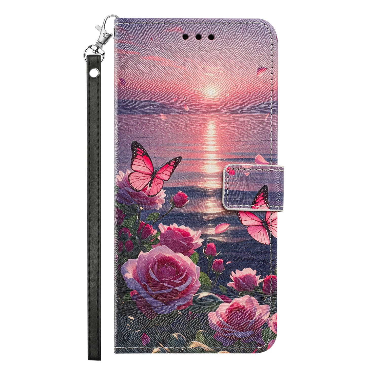 For Honor 600 Lite 5G Case Pattern Printing PU Leather Flip Wallet Phone Cover with Wrist Strap