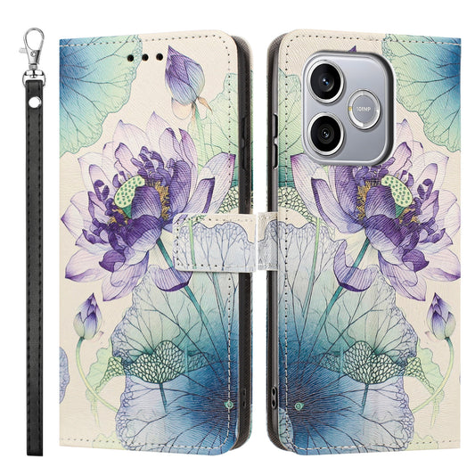 Honor 600 Lite 5G Wallet-Handyhülle – mit Musterdruck, PU-Leder, Flip-- mit Handschlaufe