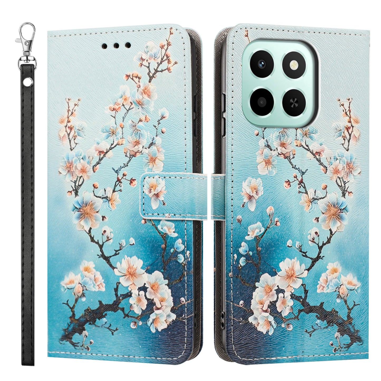For Honor 400 Smart 4G / Honor X7d 4G / Honor 400 Smart 5G Case Pattern Printing PU Leather Flip Wallet Phone Cover with Wrist Strap