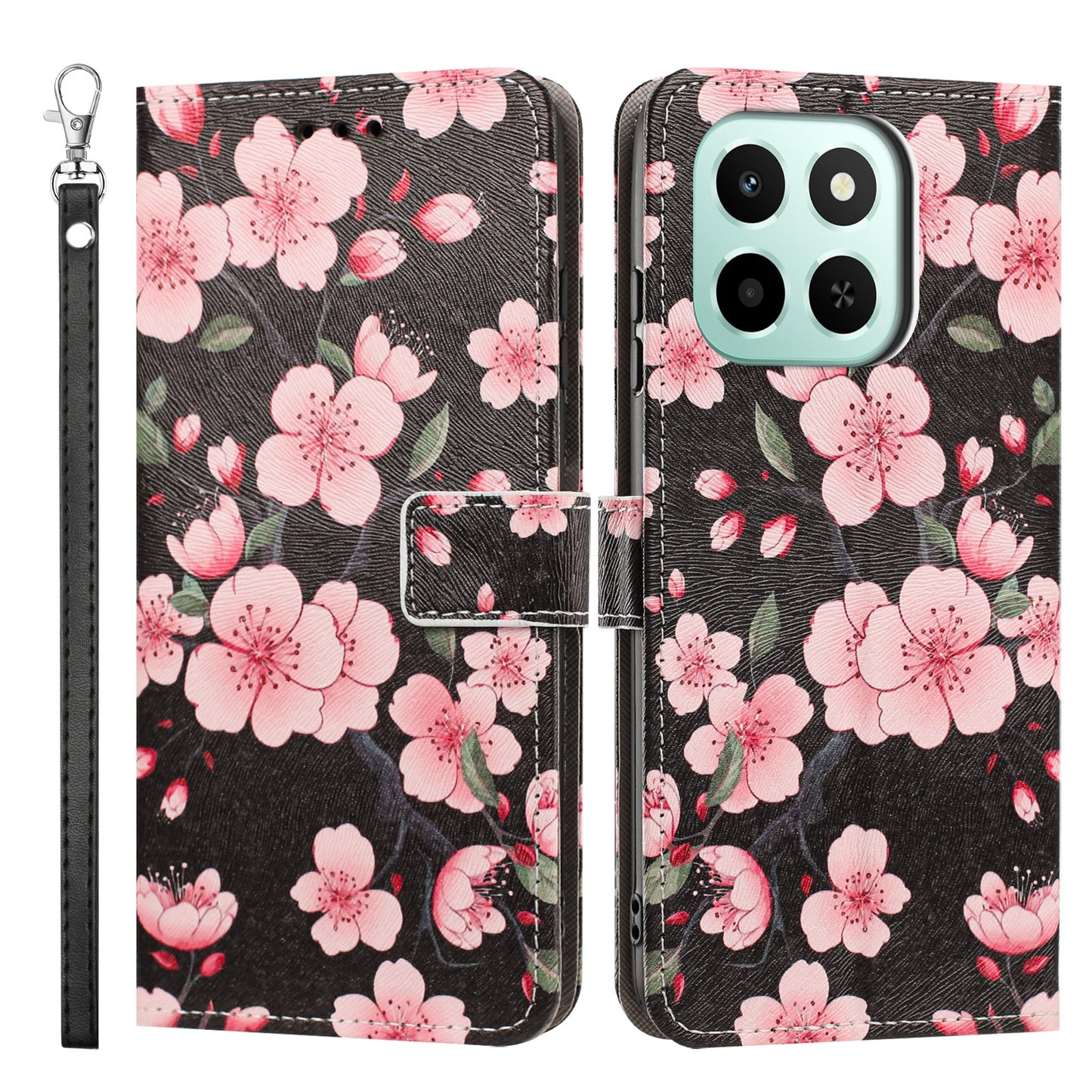For Honor 400 Smart 4G / Honor X7d 4G / Honor 400 Smart 5G Case Pattern Printing PU Leather Flip Wallet Phone Cover with Wrist Strap