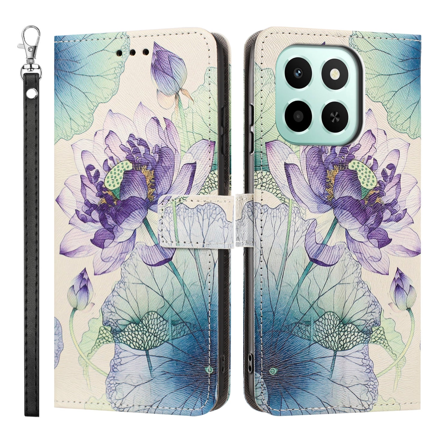 For Honor 400 Smart 4G / Honor X7d 4G / Honor 400 Smart 5G Case Pattern Printing PU Leather Flip Wallet Phone Cover with Wrist Strap