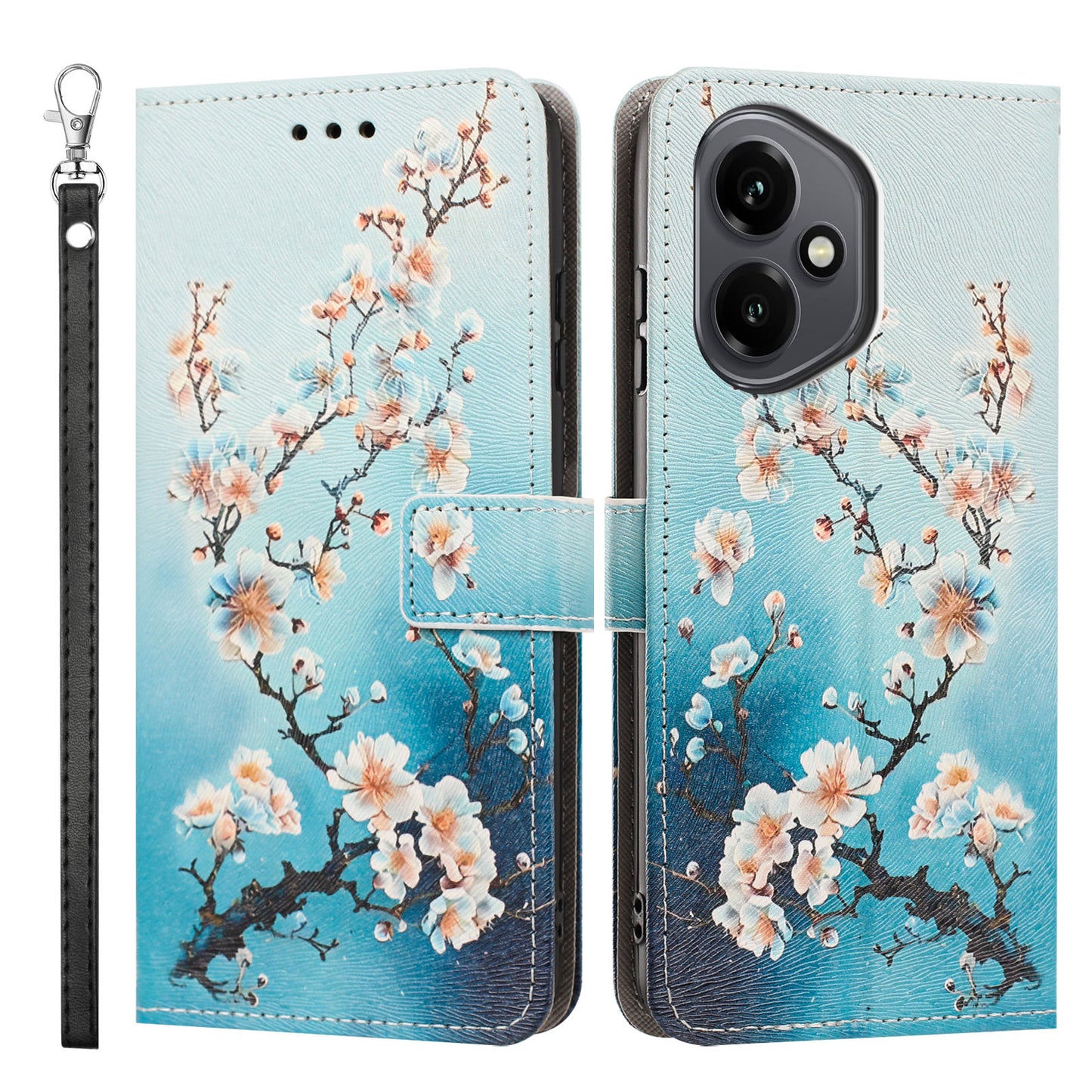 For Honor 400 5G (Global) Case Pattern Printing PU Leather Flip Wallet Phone Cover with Wrist Strap