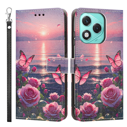 Honor X60i 5G / Honor X70i / Honor 400 Lite 5G Wallet-Handyhülle – mit Musterdruck, PU-Leder, Flip-- mit Handschlaufe