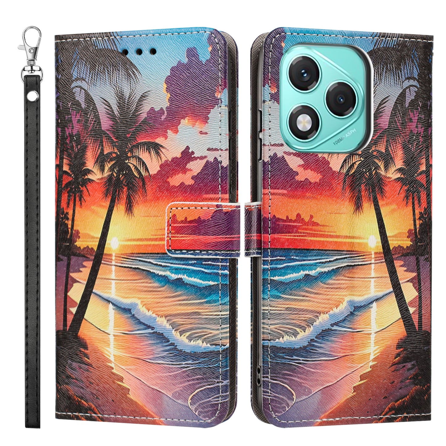 For Honor X70i / Honor X60i 5G / Honor 400 Lite 5G Case Pattern Printing PU Leather Flip Wallet Phone Cover with Wrist Strap