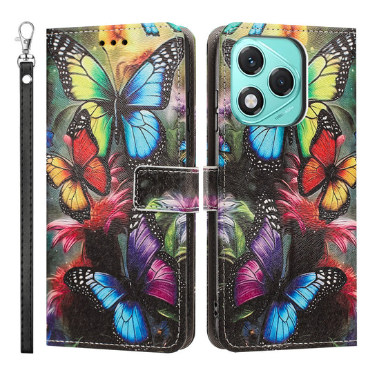 Honor X60i 5G / Honor X70i / Honor 400 Lite 5G Wallet-Handyhülle – mit Musterdruck, PU-Leder, Flip-- mit Handschlaufe