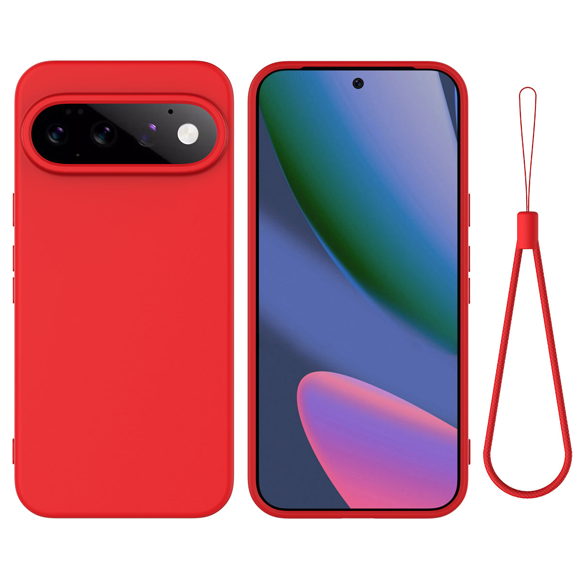 For Google Pixel 11 Pro Liquid Silicone Case Phone Back Cover with Hand Strap