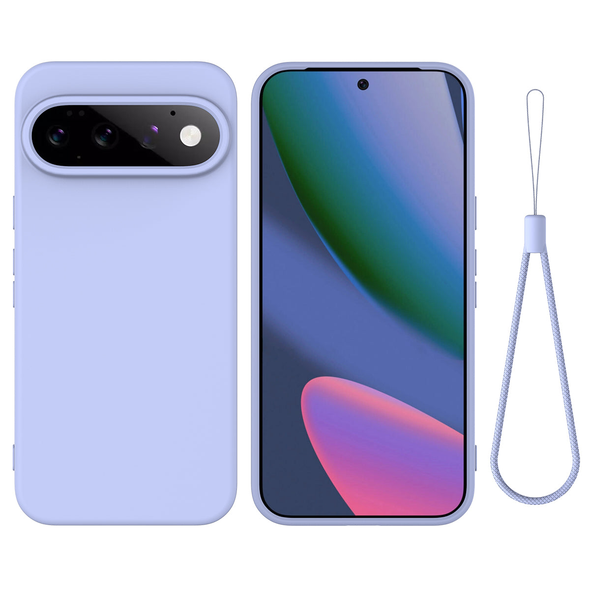 For Google Pixel 11 Pro Liquid Silicone Case Phone Back Cover with Hand Strap