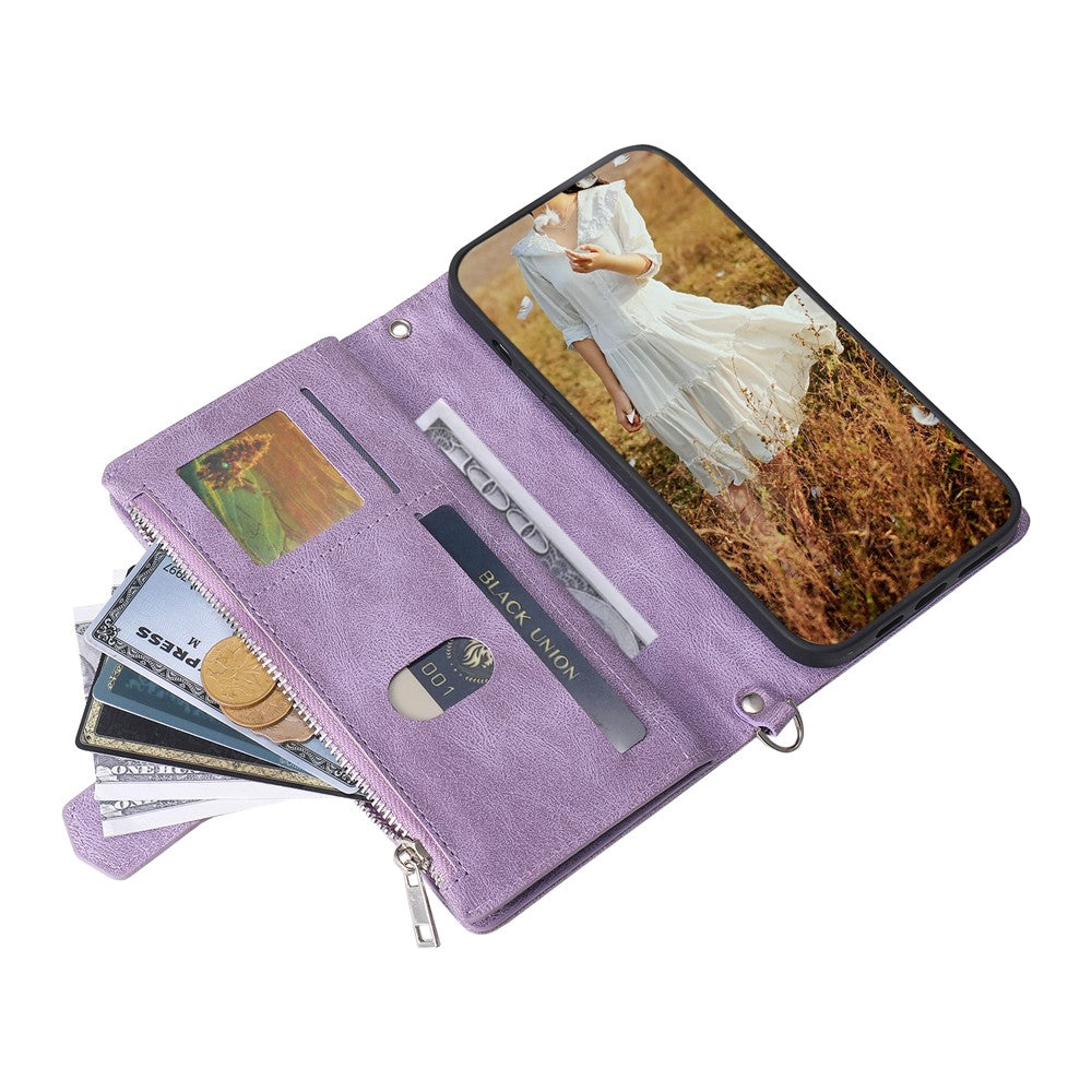 For Xiaomi 17T Wallet Case Rhombus Stitching Line PU Leather Phone Cover with Wrist Strap