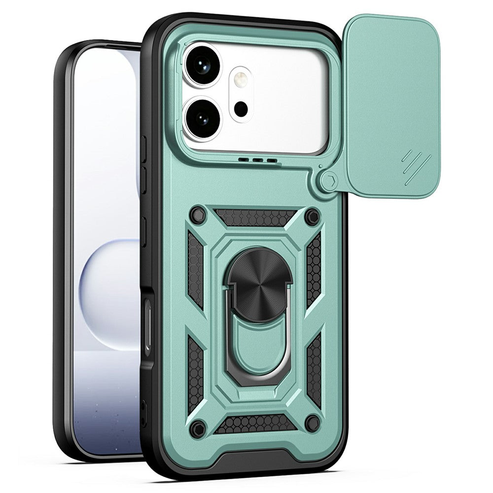 For Honor 600 5G Case with Slide Camera Lid PC + TPU Kickstand Phone Cover