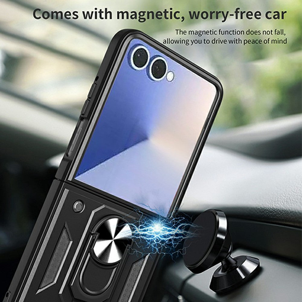 For Samsung Galaxy Z Flip8 Case with Slide Camera Lid PC + TPU Kickstand Phone Cover