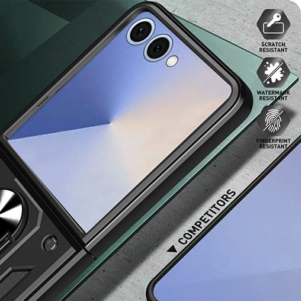 For Samsung Galaxy Z Flip8 Case with Slide Camera Lid PC + TPU Kickstand Phone Cover