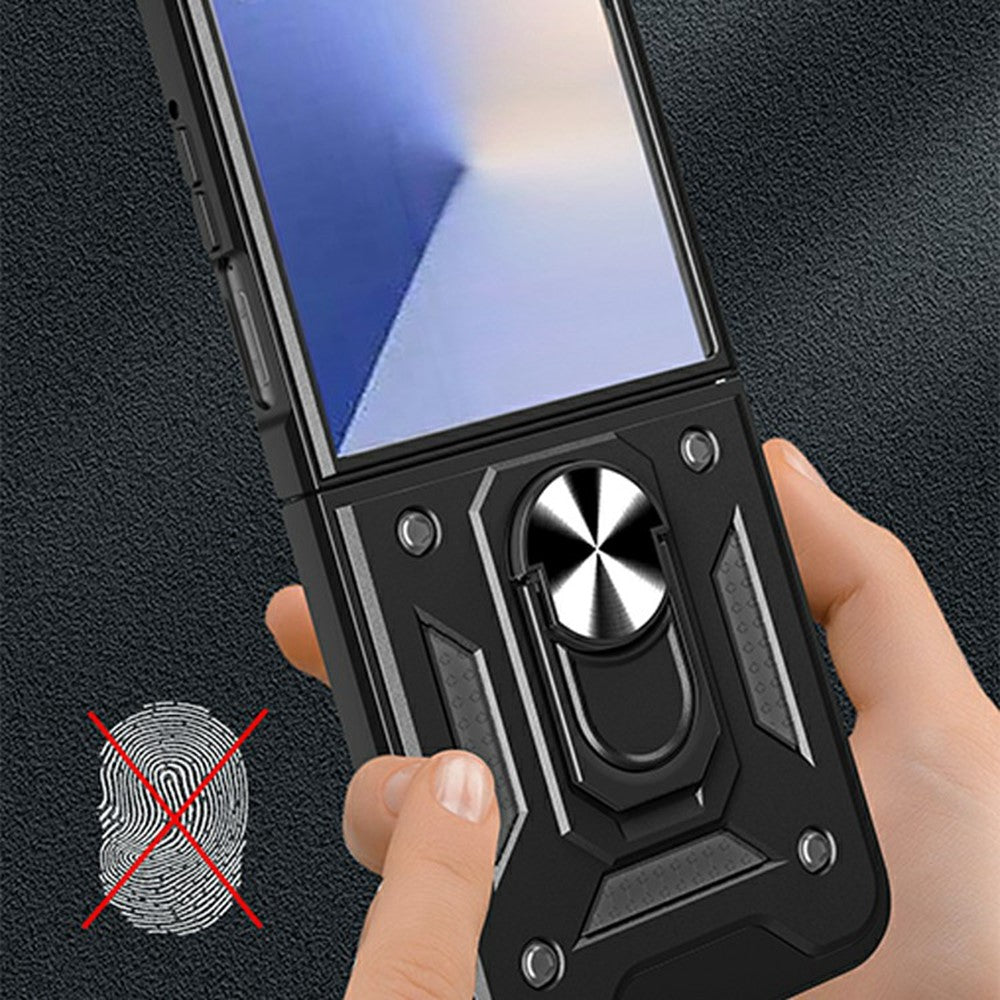 For Samsung Galaxy Z Flip8 Case with Slide Camera Lid PC + TPU Kickstand Phone Cover