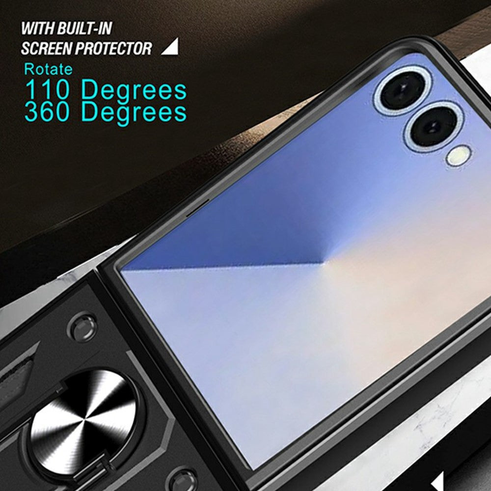 For Samsung Galaxy Z Flip8 Case with Slide Camera Lid PC + TPU Kickstand Phone Cover