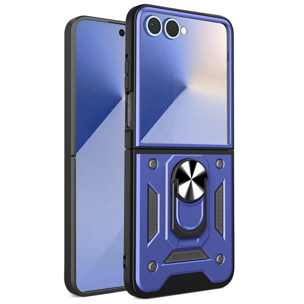 For Samsung Galaxy Z Flip8 Case with Slide Camera Lid PC + TPU Kickstand Phone Cover