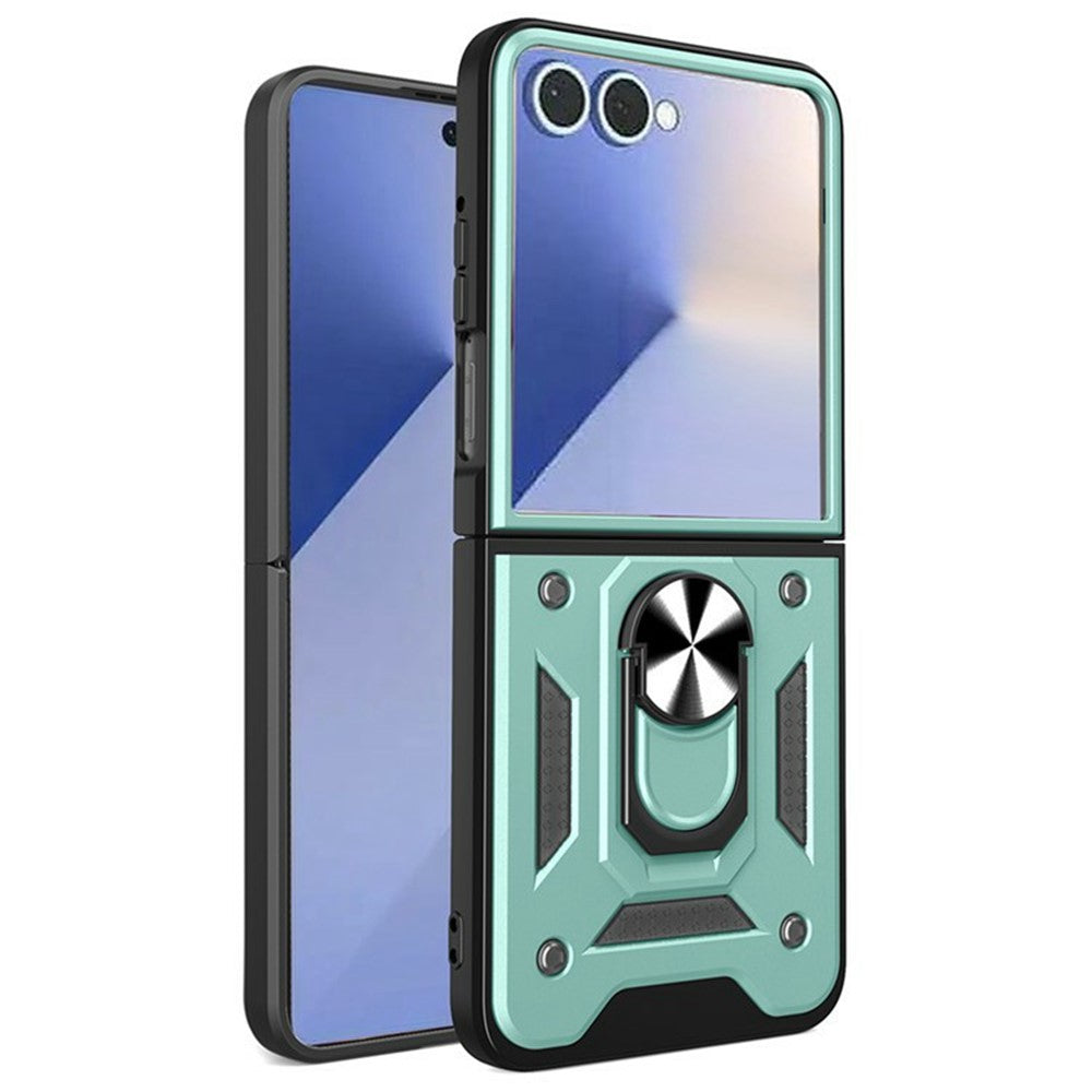 For Samsung Galaxy Z Flip8 Case with Slide Camera Lid PC + TPU Kickstand Phone Cover