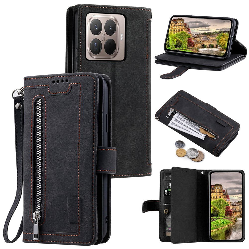 Xiaomi 17T Pro – Wallet-Handyhülle aus PU-Leder und TPU, mit Ständer, mit Kartenfach, mit Handschlaufe