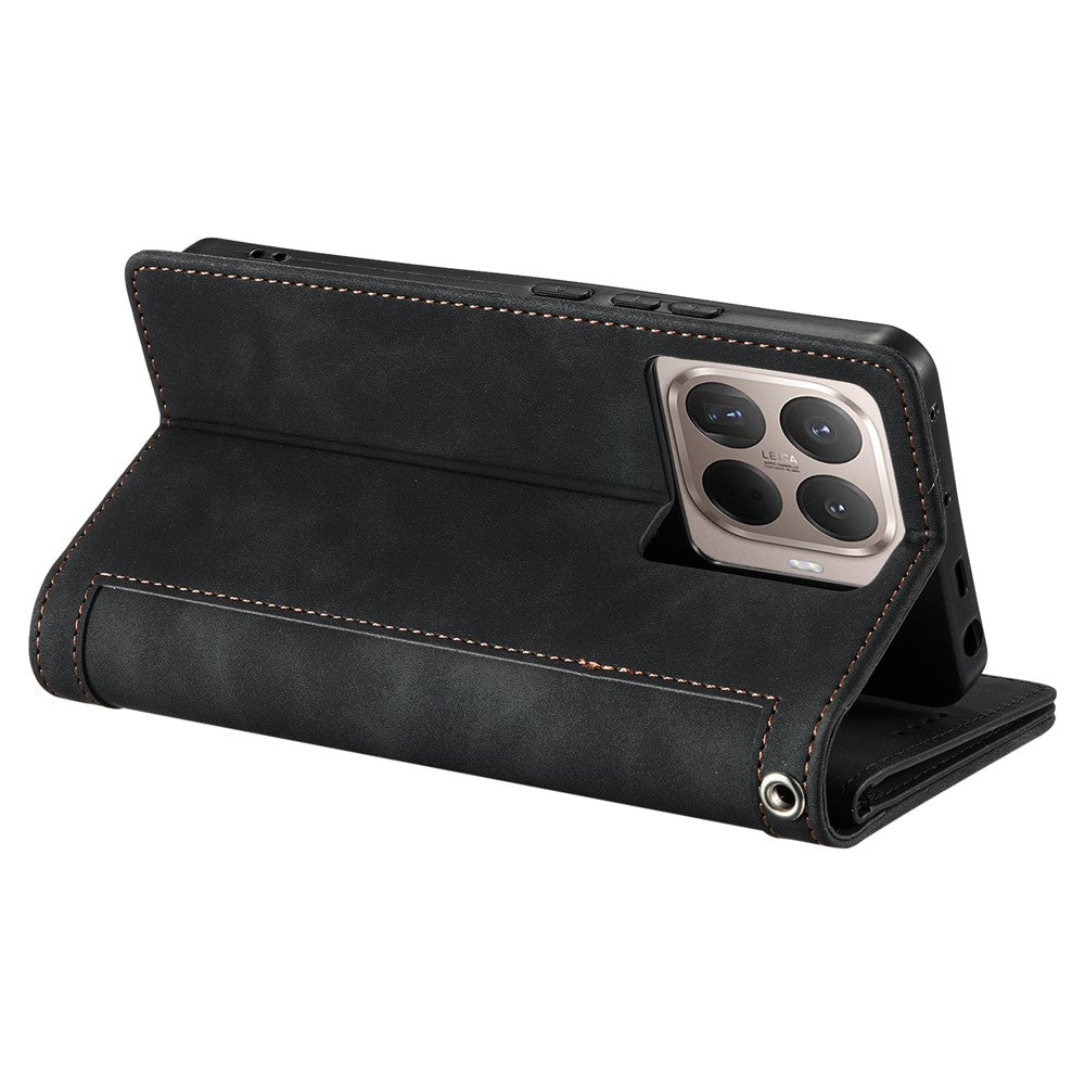Xiaomi 17T Pro – Wallet-Handyhülle aus PU-Leder und TPU, mit Ständer, mit Kartenfach, mit Handschlaufe