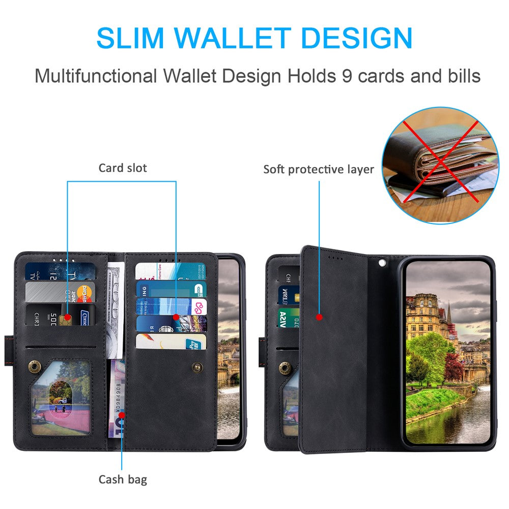 Xiaomi 17T Pro – Wallet-Handyhülle aus PU-Leder und TPU, mit Ständer, mit Kartenfach, mit Handschlaufe