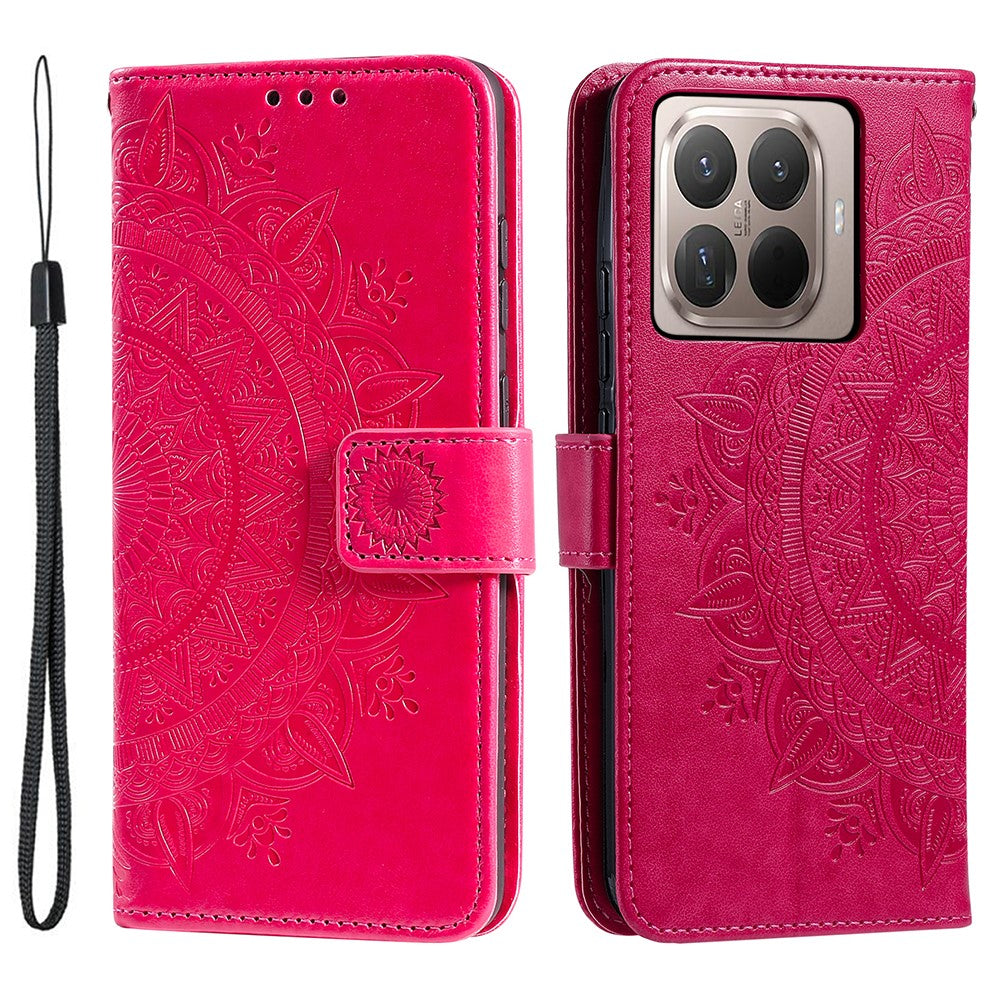 For Xiaomi 17T Pro Stand Case Imprinted Totem PU Leather Wallet Phone Cover with Wrist Strap