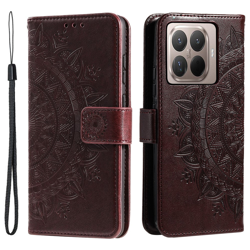For Xiaomi 17T Pro Stand Case Imprinted Totem PU Leather Wallet Phone Cover with Wrist Strap