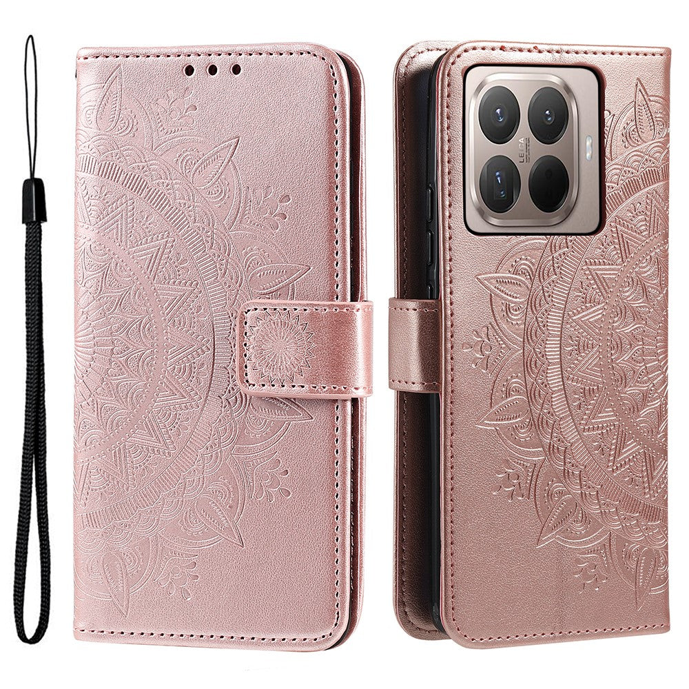 For Xiaomi 17T Pro Stand Case Imprinted Totem PU Leather Wallet Phone Cover with Wrist Strap