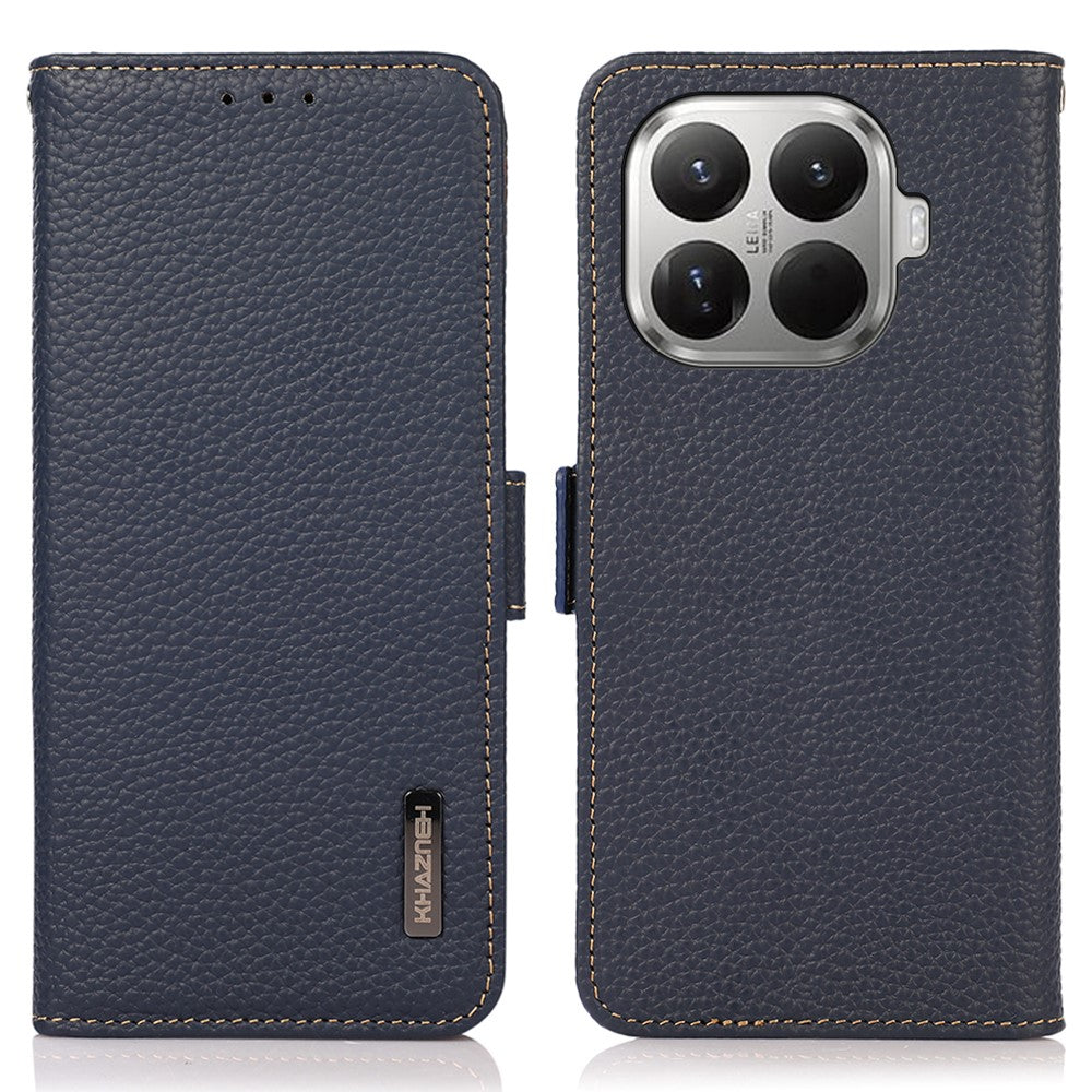 KHAZNEH for Xiaomi 17T Phone Case Litchi Texture Genuine Cow Leather Cover RFID Blocking