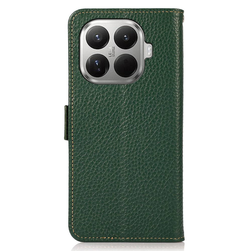 KHAZNEH for Xiaomi 17T Phone Case Litchi Texture Genuine Cow Leather Cover RFID Blocking