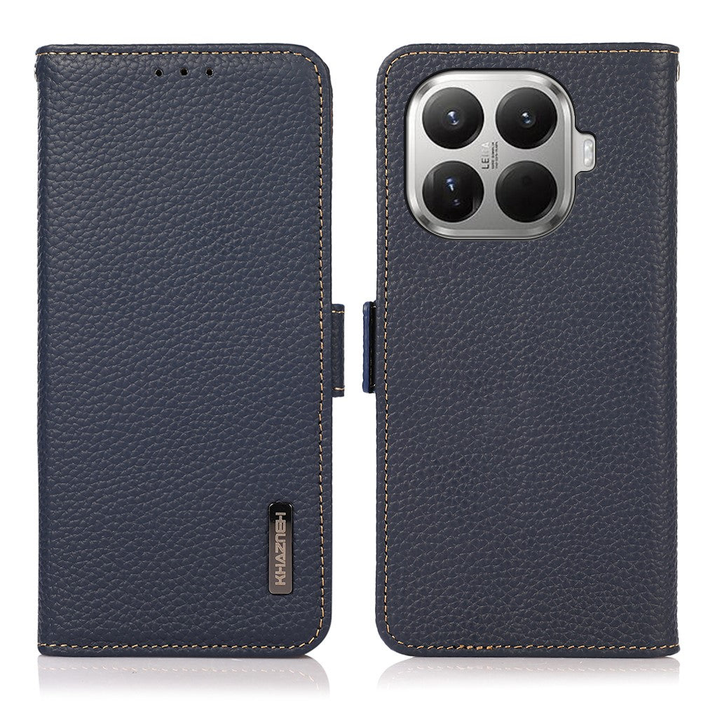 KHAZNEH for Xiaomi 17T Pro Phone Case Litchi Texture Genuine Cow Leather Cover RFID Blocking