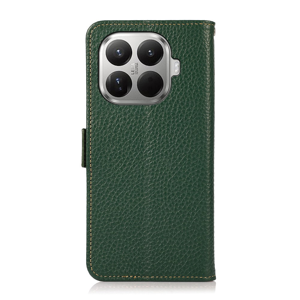 KHAZNEH for Xiaomi 17T Pro Phone Case Litchi Texture Genuine Cow Leather Cover RFID Blocking
