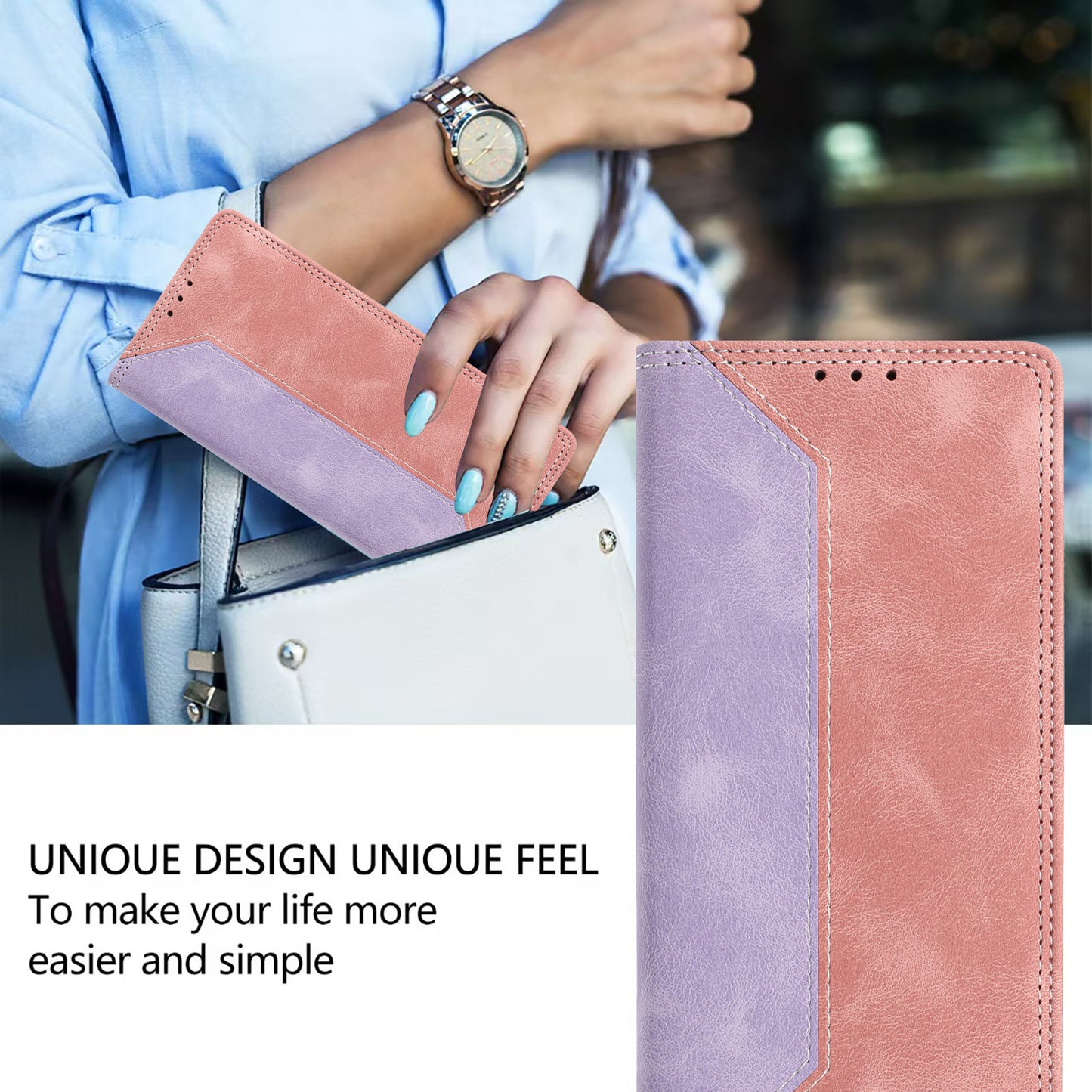 For Xiaomi 17T Leather Case Skin Touch Color Splicing RFID Blocking Wallet Stand Phone Cover