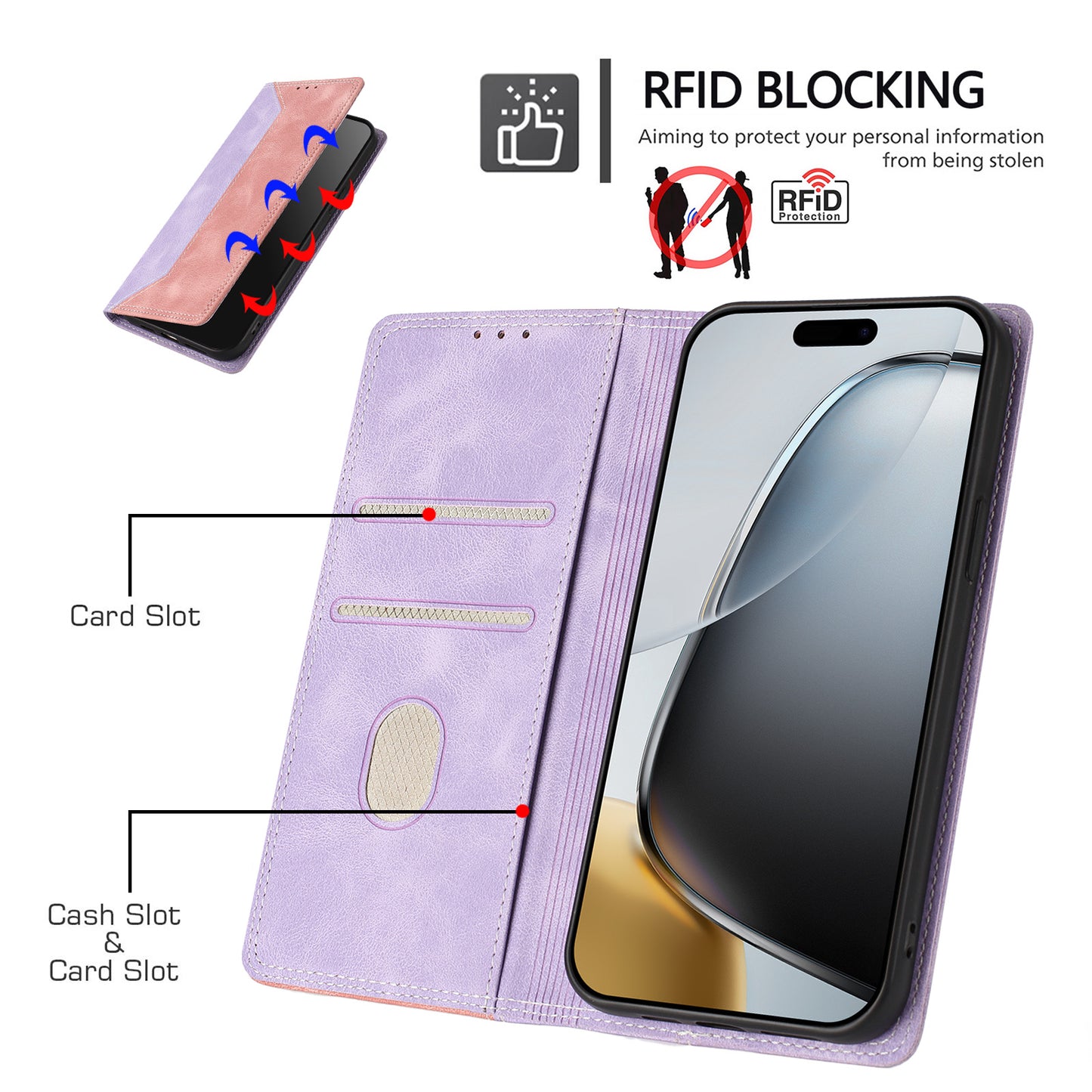 For Xiaomi 17T Leather Case Skin Touch Color Splicing RFID Blocking Wallet Stand Phone Cover