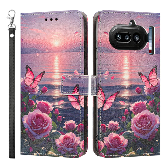 For Nothing Phone (4a) Case Pattern Printing PU Leather Flip Wallet Phone Cover with Wrist Strap