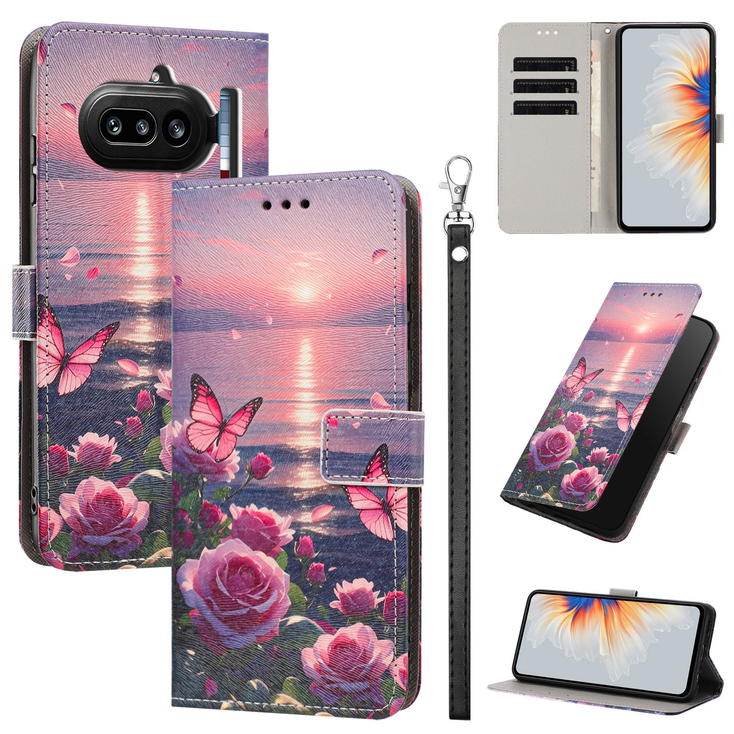 For Nothing Phone (4a) Case Pattern Printing PU Leather Flip Wallet Phone Cover with Wrist Strap