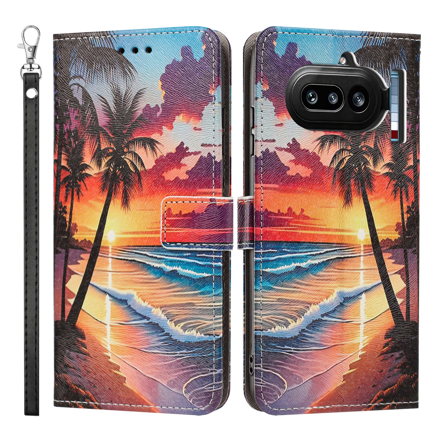 For Nothing Phone (4a) Case Pattern Printing PU Leather Flip Wallet Phone Cover with Wrist Strap