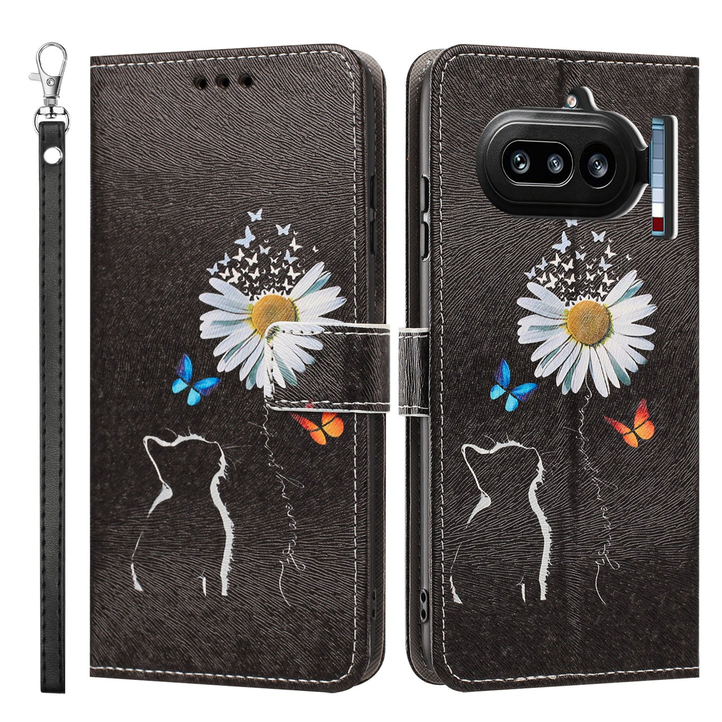 For Nothing Phone (4a) Case Pattern Printing PU Leather Flip Wallet Phone Cover with Wrist Strap