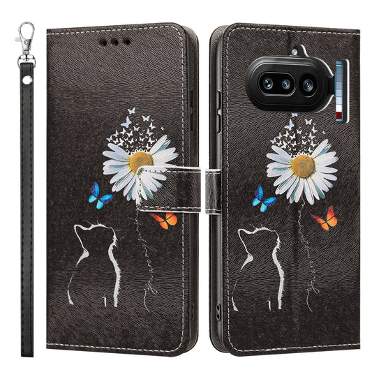 For Nothing Phone (4a) Case Pattern Printing PU Leather Flip Wallet Phone Cover with Wrist Strap