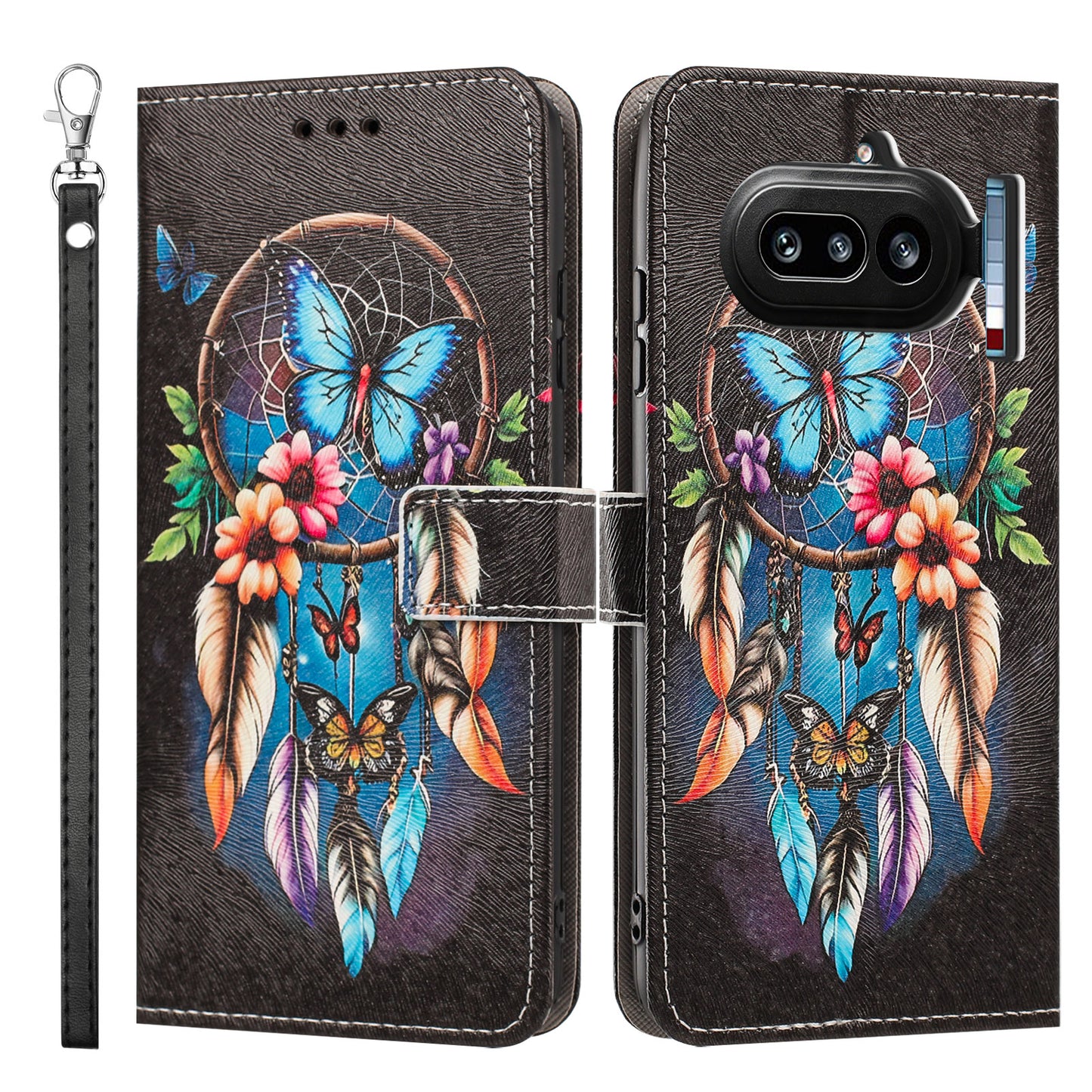 For Nothing Phone (4a) Case Pattern Printing PU Leather Flip Wallet Phone Cover with Wrist Strap