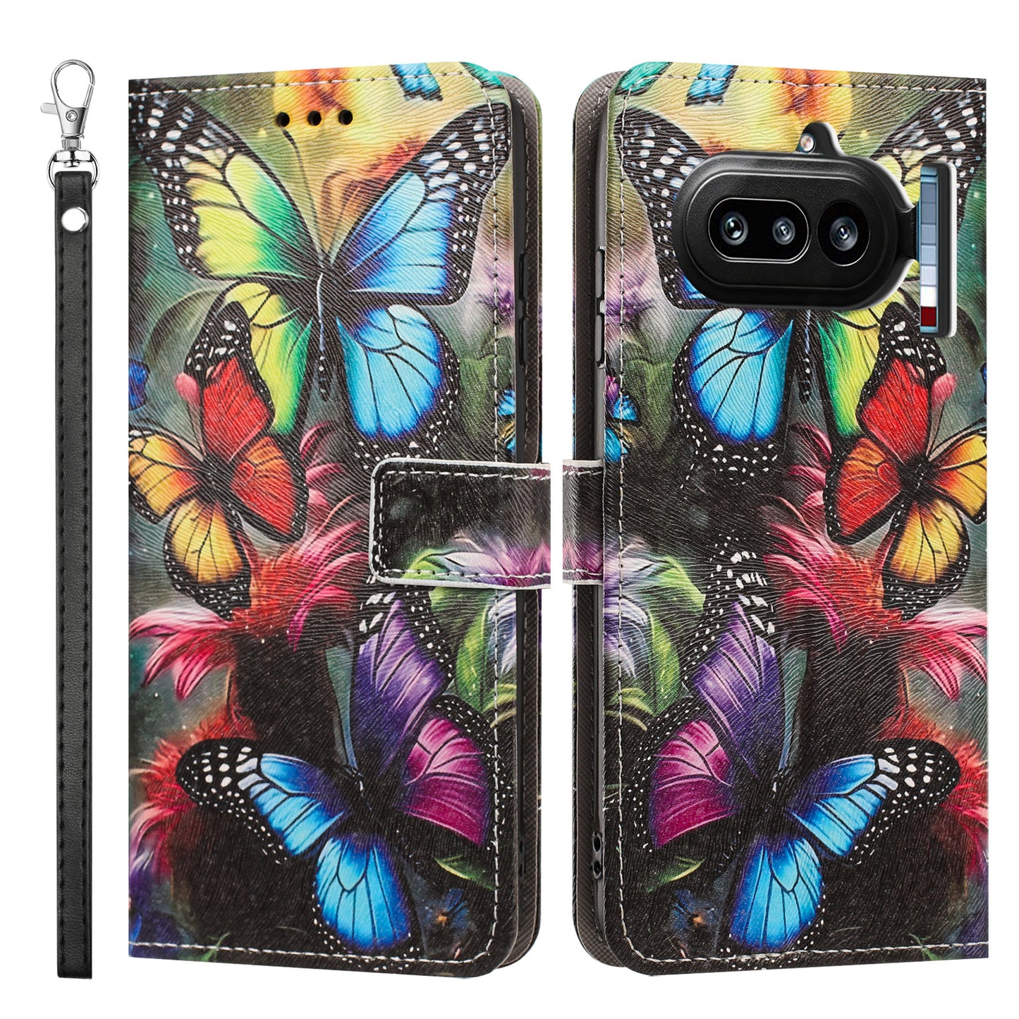 For Nothing Phone (4a) Case Pattern Printing PU Leather Flip Wallet Phone Cover with Wrist Strap