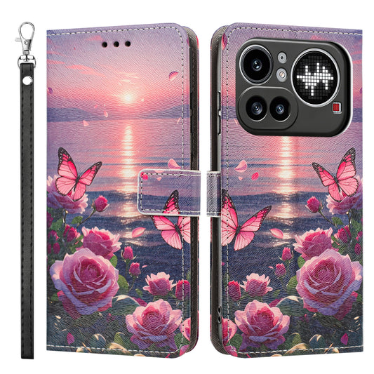 For Nothing Phone (4a) Pro Case Pattern Printing PU Leather Flip Wallet Phone Cover with Wrist Strap