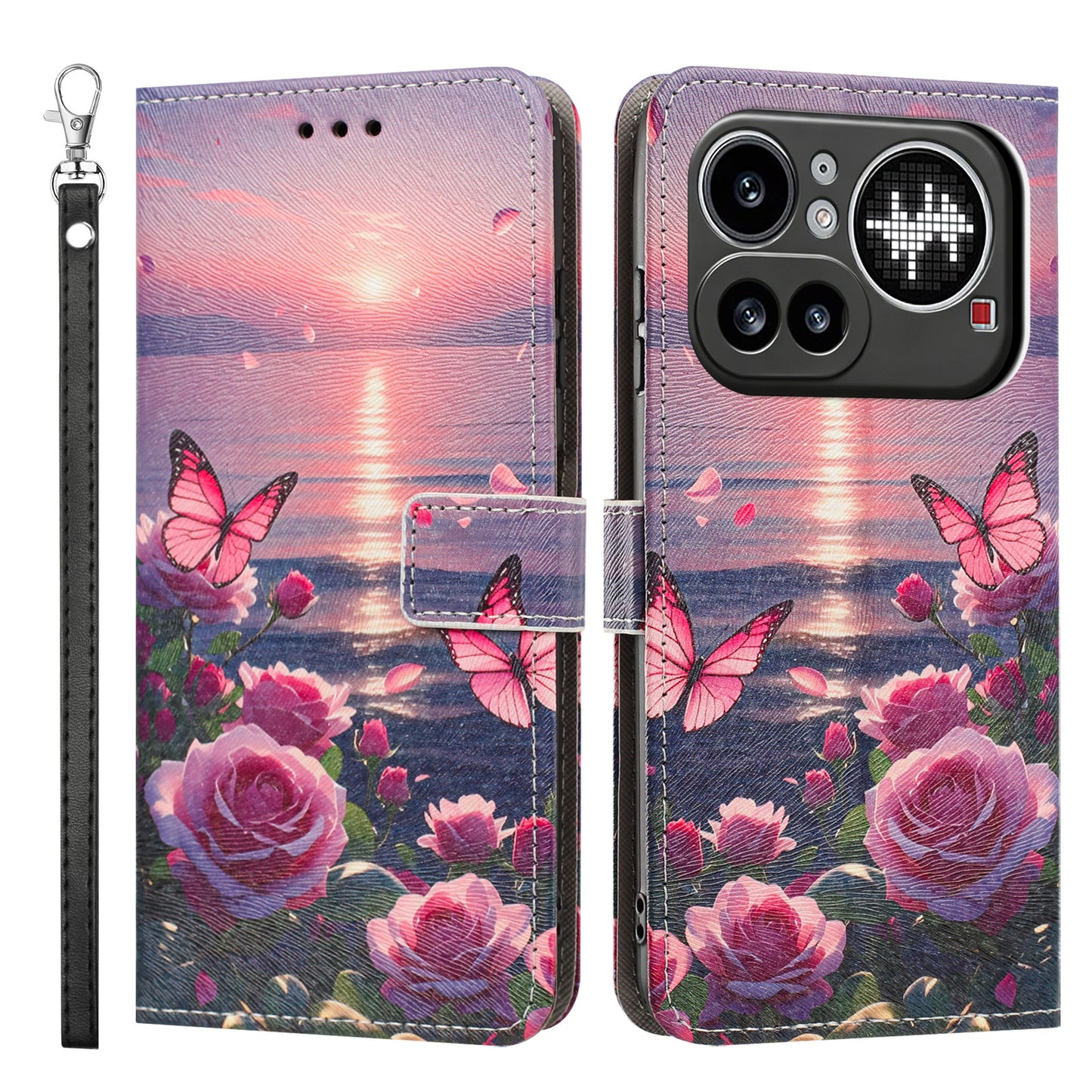 For Nothing Phone (4a) Pro Case Pattern Printing PU Leather Flip Wallet Phone Cover with Wrist Strap