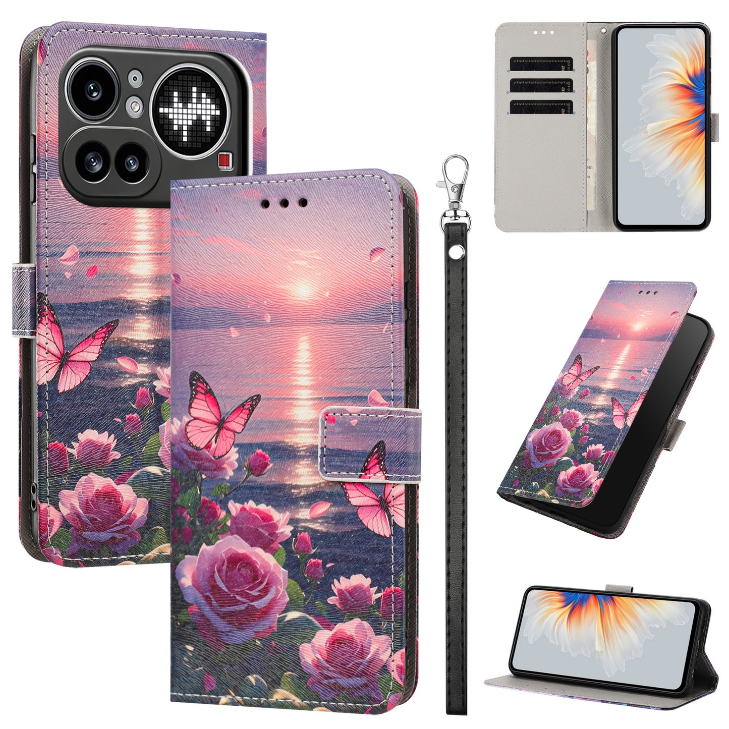 For Nothing Phone (4a) Pro Case Pattern Printing PU Leather Flip Wallet Phone Cover with Wrist Strap