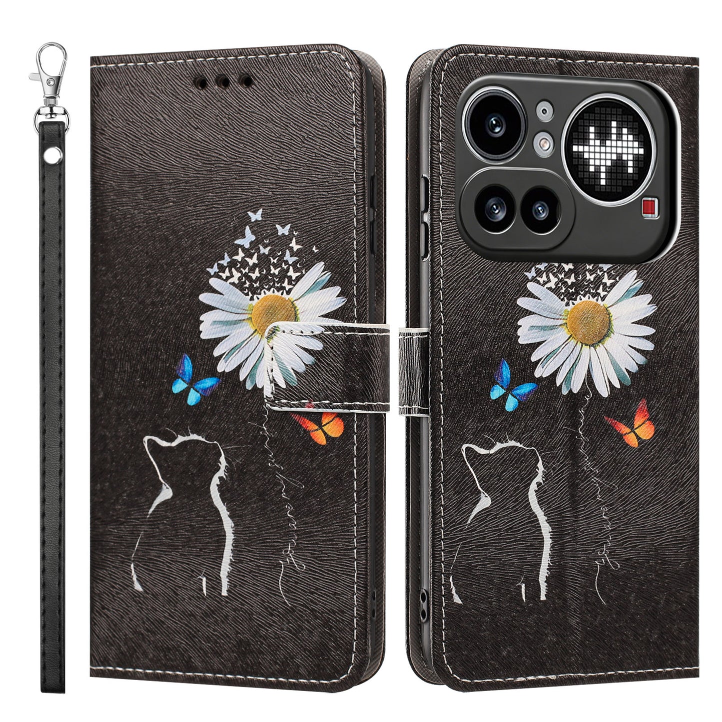 For Nothing Phone (4a) Pro Case Pattern Printing PU Leather Flip Wallet Phone Cover with Wrist Strap