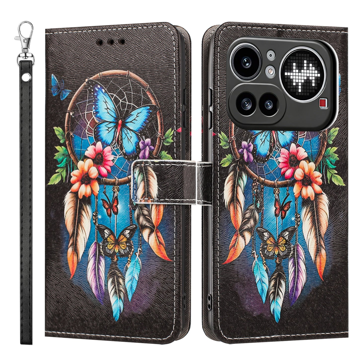 For Nothing Phone (4a) Pro Case Pattern Printing PU Leather Flip Wallet Phone Cover with Wrist Strap